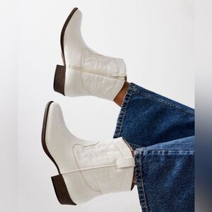 Free People White Ankle Cowgirl Boots